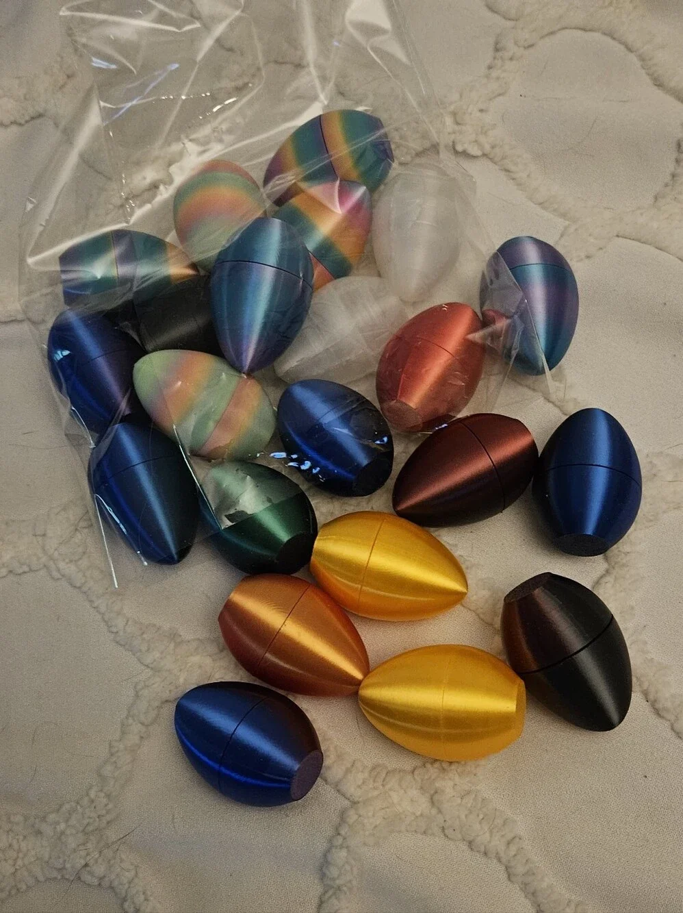 Metallic Multi-Color 3 D PRINTED EGGS- Assorted 23 PIECES
